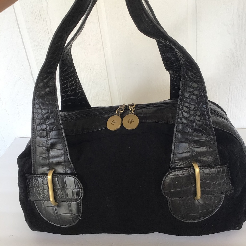 DONALD J. PLINER BLACK SUEDE SATCHEL